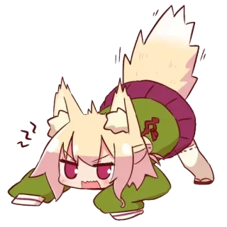 😡 Anime, Fille renard, Chibi, Kawaii, Mignon, Animal, Personnage telegram sticker