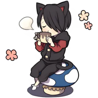 🫖 cat, cute, anime, chibi, kawaii, mushroom, tea, coffee telegram sticker