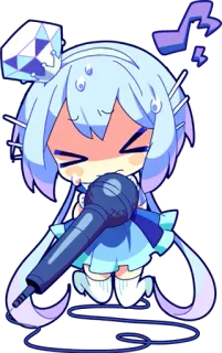 🎤 Anime, Chibi, Mikrofon, Bernyanyi, Lucu, Musik telegram sticker