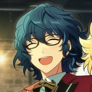 🥰 anime, personagem, sorrindo, óculos whatsapp sticker