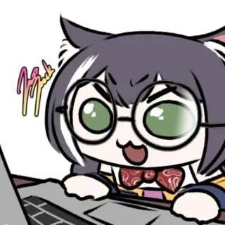 ❤️ Hmph cat, nerd, cute, glasses, animal, cartoon, animated telegram sticker