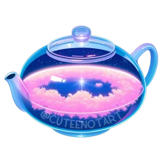 🫖 @CUTEENOTART teapot, sky, clouds, cute, art, dreamy, aesthetic telegram sticker