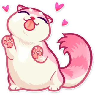 😘 gato, lindo, rosa, corazones, dibujos animados, pegatina telegram sticker