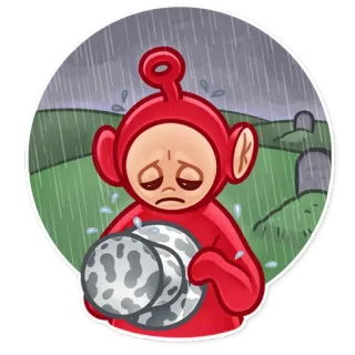 💀 Po Teletubbies Teletubbies, sedih, menangis, kuburan, kartun telegram sticker