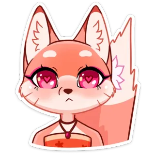 😮 лиса, животное, милый, каваий, наклейка, мультик, антропоморфный telegram sticker