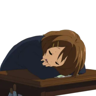 😴 anime, dormire, stanco, cartone animato, pisolino, studente, scrivania whatsapp sticker