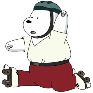 😨 Ice Bear We Bare Bears bear, polar bear, cartoon, ice skating, cute telegram sticker