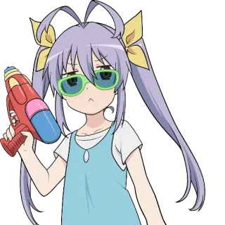 😎 anime, girl, cartoon, water gun, sunglasses telegram sticker