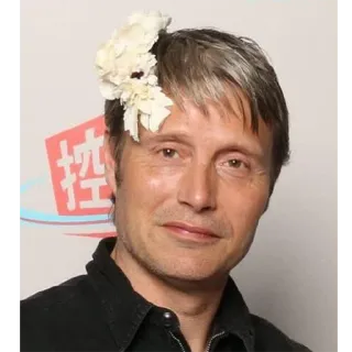 😇 Mads Mikkelsen 俳優, 有名人, 花, ポートレート telegram sticker