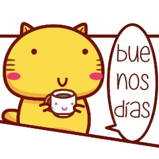 ☕ buenos días Katze, Kaffee, Guten Morgen, Gruß, süß, kawaii, Cartoon telegram sticker