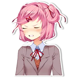 😠 Natsuki Doki Doki Literature Club! Аниме, Манга, Милый, Злой, Доки Доки whatsapp sticker