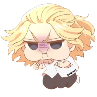 😡 @Hawks Chibi, Zły, Anime, Kreskówka, Postać, Słodki telegram sticker