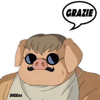 😀 GRAZIE porco, desenho animado, obrigado, obrigado, italiano telegram sticker