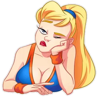 😐 女人, 卡通, 金发, 角色, 插图 telegram sticker