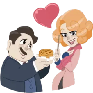 ❤️ Desenho animado, Casal, Amor, Coração, Comida, Homem, Mulher whatsapp sticker