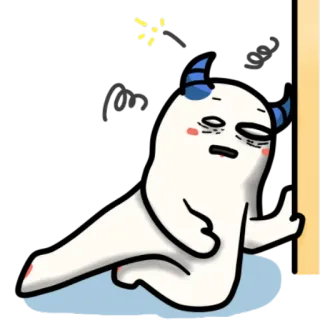 😪 demon, cartoon, offensive gesture, blue horns telegram sticker