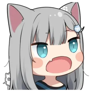 😮 anime, catgirl, cartoon, cute, emoticon, sticker telegram sticker