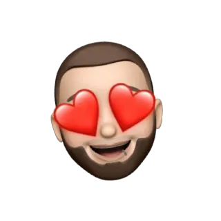 😍 emoji, olhos de coração, amor, adesivo, rosto, homem whatsapp sticker