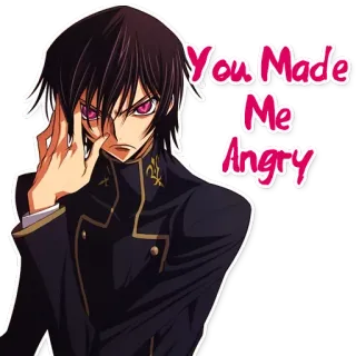 😡 Lelouch Lamperouge Code Geass You Made Me Angry anime, angry, lelouch, code geass, anime character telegram sticker