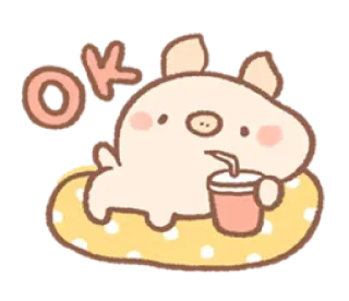 👌 OK น่ารัก, หมู, การ์ตูน, โอเค, สัตว์ telegram sticker