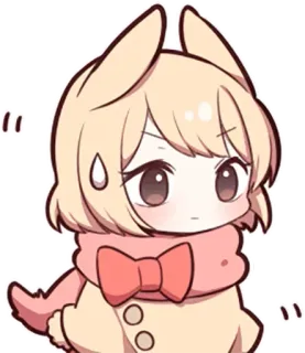 🤔 Anime, Kawaii, Słodki, Królik, Pot telegram sticker