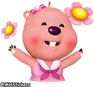 🌸 @MHStickers การ์ตูน, น่ารัก, ตัวละคร, สีชมพู, ดอกไม้ telegram sticker