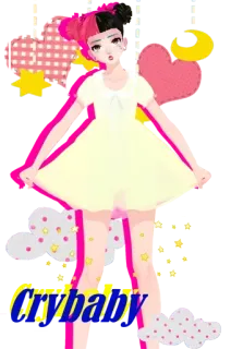 😰 Crybaby melanie martinez, crybaby, triste, muñeca, dibujo animado, ilustración, corazón, chica telegram sticker