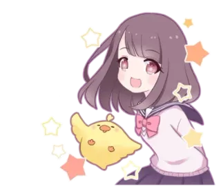 🌟 Anime, Chica, Kawaii, Lindo, Estrellas, Uniforme escolar telegram sticker