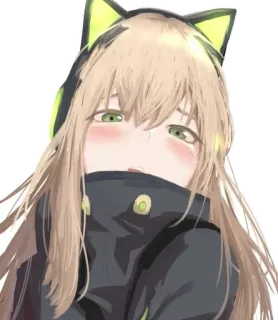 😍 anime girl, cat ears, blush, kawaii, cute, manga, character, illustration whatsapp sticker