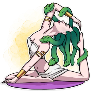 🤸 Medusa Yoga, Monster, Griechische Mythologie, Schlange, Mythologisches Wesen, Fitness telegram sticker