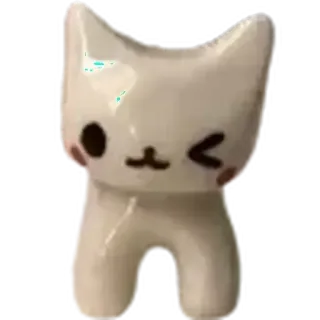 🌟 cat, kawaii, winking, cute, white, ceramic, miniature, kitten, figure telegram sticker
