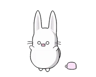 😳 ウサギ, かわいい, 動物, ティーカップ, ミニマル telegram sticker