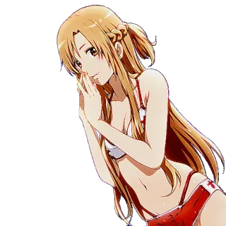 👩 Asuna Yuuki Sword Art Online anime, girl, blonde, character, swimsuit telegram sticker
