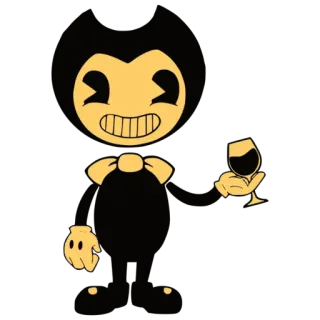🍷 Bendy Bendy and the Ink Machine desenho animado, preto e branco, personagem, vinho telegram sticker
