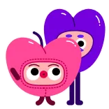 👋 Herz, Liebe, Süß, Sticker, Cartoon, Figur, Rosa, Lila telegram sticker