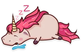 😴 Z Z Z unicórnio, dormindo, fofo, desenho animado, rosa, kawaii, adesivo, fantasia whatsapp sticker
