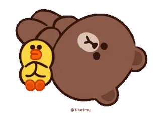 😶 Brown Cony & Brown urso, pato, fofo, desenho animado, amigos, urso pardo telegram sticker