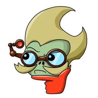 ☹ Dibujo animado, Personaje, Pensando, Gafas, Científico, Steampunk whatsapp sticker