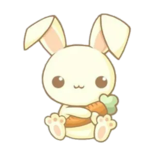 🐰 rabbit, bunny, carrot, cute, kawaii, animal, cartoon, sticker telegram sticker