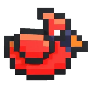 👺 Pixel art, Canard, Rouge, Orange, Oiseau, Animal whatsapp sticker