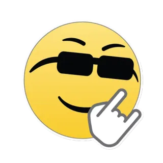 😈 Emoji, Guay, Rock on, Gafas de sol, Gesto de mano, Amarillo, Sonriente telegram sticker