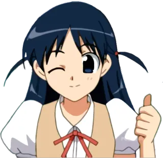 👍 Anime, Gadis, Mengedipkan mata, Imut, Karakter, Jempol ke atas telegram sticker