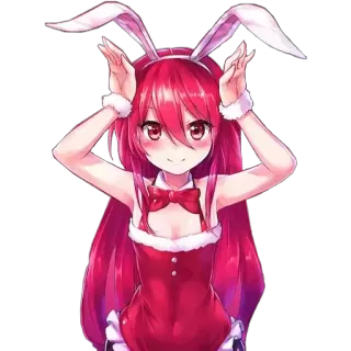 👯‍♀ Anime, Conejo, Pelo rojo, Chica, Disfraz whatsapp sticker