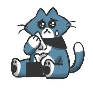 😥 gato, triste, llorando, pañuelo, dibujos animados telegram sticker