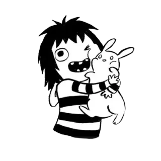 🐰 cartoon, illustration, character, drawing, girl, rabbit telegram sticker