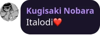 🚺 Nobara Kugisaki Jujutsu Kaisen Kugisaki Nobara Italodi❤️ 动漫, 角色, 爱心, 漫画 telegram sticker