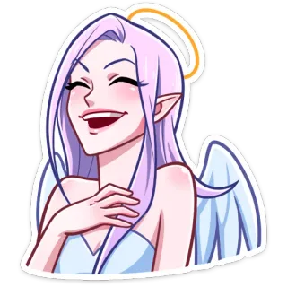 😅 ангел, мультфильм, женщина, крылья, нимб, персонаж telegram sticker