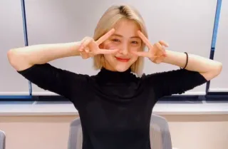 🖤 韓国, 女性, ピースサイン, ブロンド, 有名人, エンタメ, アイドル whatsapp sticker