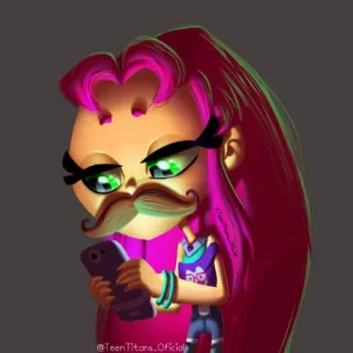 ⌨ Starfire Teen Titans cartone animato, supereroe, baffi, telefono, serio telegram sticker