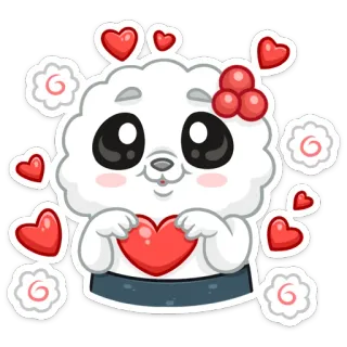 😃 милый, панда, сердце, каваий, любовь, стикер telegram sticker